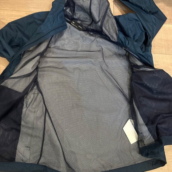 UNDER ARMOUR MENS LARGE BLUE HOODED RAIN JACKET COAT NWOT - Picture 8 of 9